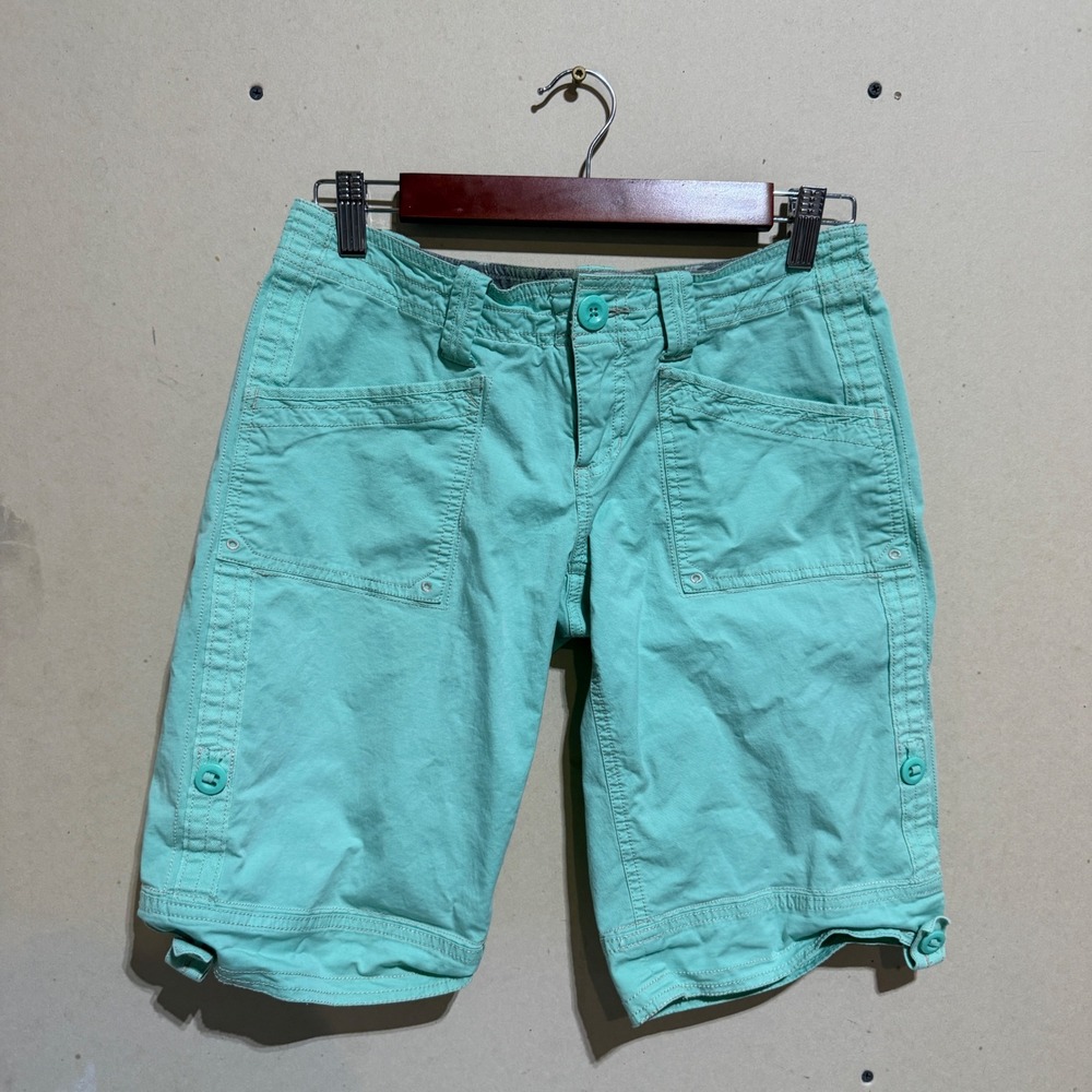 Cariloha Bamboo Organic Cotton Cargo Shorts Mint Green Size 2